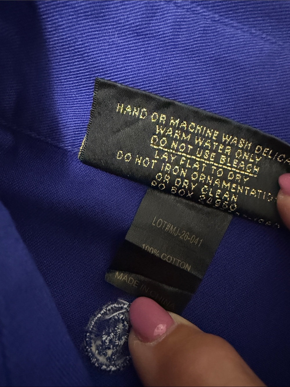 Christine Alexander Cobalt Blue Button-Down Top Embellished Collar Size Large - Picture 12 of 15